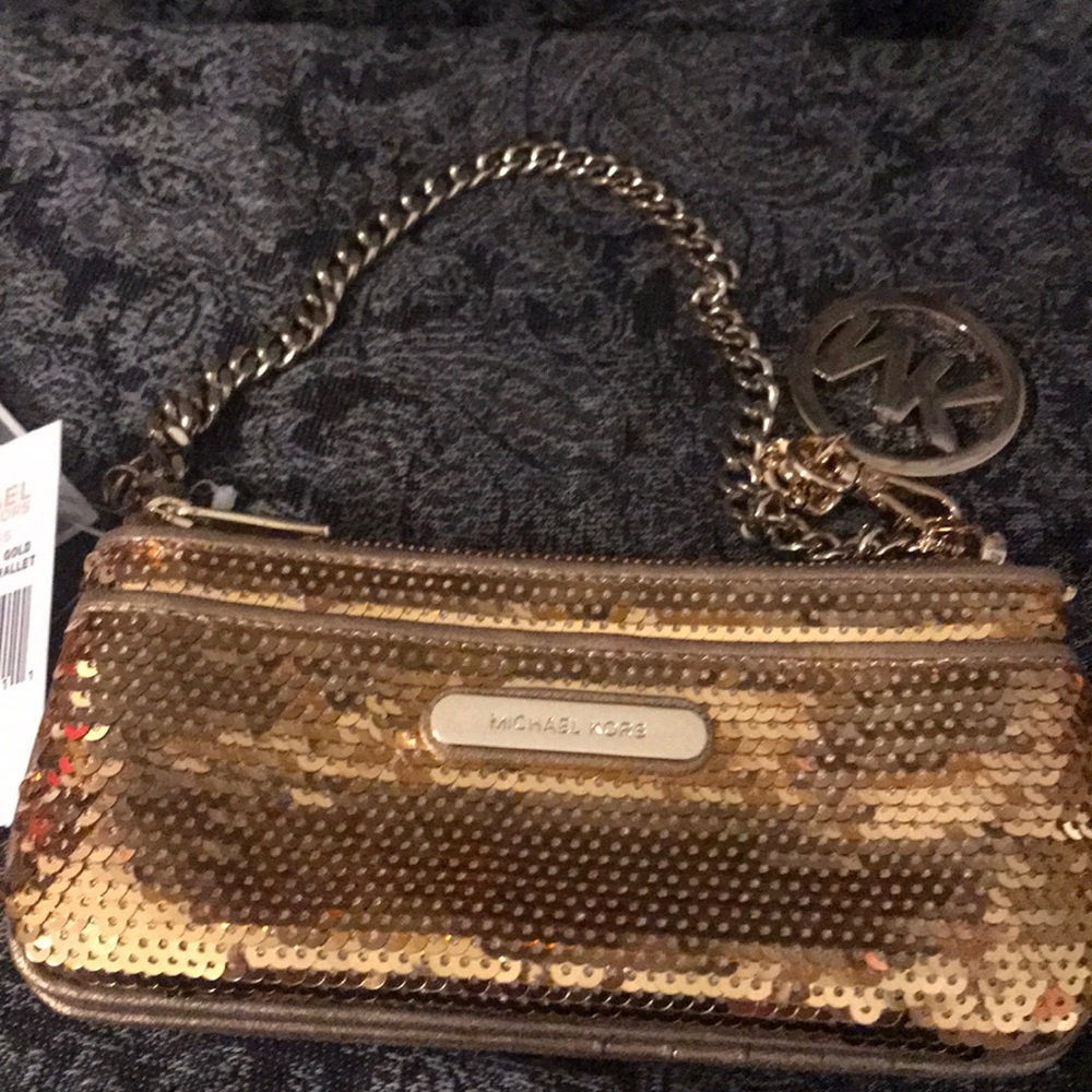 Michael Kors sequin multifunction wallet clutch